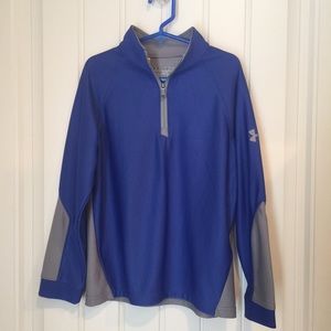Under armour boys blue pullover half zip shirt YSM